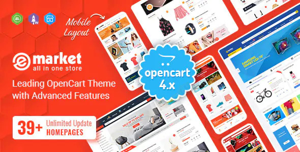 Multipurpose MarketPlace OpenCart 4 Theme (39+ Homepages & Mobile Layouts Included